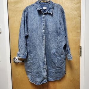 Universal Thread Size XXL Denim Long sleeve Mini Shirt dress Acid wash EUC